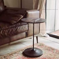 茶几北欧英国表情系列实木家具橡木铁艺圆形简约边几小圆几定制