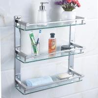 层板架子浴室托架卫生间304不锈钢三层玻璃置物架厨卫化妆储物架定制 方管46cm*宽15cm*高50