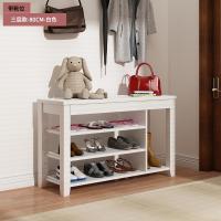 实木鞋架简易口鞋柜家用经济型宿舍多层换鞋凳收纳鞋架子定制 三层80长-带靴位-白色