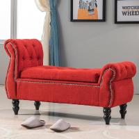 布艺沙发凳长换鞋凳床尾凳床边沙发服装店欧式简约现代定制 麻布红色90cm