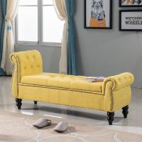 布艺沙发凳长换鞋凳床尾凳床边沙发服装店欧式简约现代定制 麻布黄色140cm