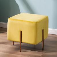 北欧轻奢矮凳客厅沙发边凳方形小圆凳子家用换鞋凳坐墩创意创意凳定制 黄色（方形）