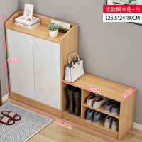 鞋柜简易家用小型迷你省空间客厅收纳架口大容量鞋架换鞋凳一体定制 北欧枫木两门+白门组装