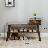 换鞋凳坐式鞋柜家用玄关卧室床尾凳子简约现代口储物北欧穿鞋凳定制 B款90长茶色带抽换鞋凳