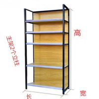 四柱木纹超市货架展示架便利店文具店母婴店展示架小卖部零食货架定制 单面100*35*190/5层主架