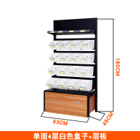 零食货架超市靠墙商店便利店多层散装散称小卖部干果小食品展示架定制 短款单面4层白盒子+层板93*46*180