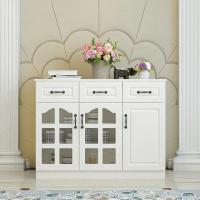 餐边柜实木现代简约厨房碗柜边柜北欧储物柜餐厅置物架茶水柜定制 119*40*90全白实木3门