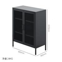 铁艺餐边柜现代简约透气储物柜碗橱柜北欧厨房收纳茶水柜家用放碗定制 网门餐边柜炭灰色双门