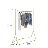 卧室挂衣架落地衣帽架衣服架家用简易晾衣架适用挂衣帽架定制 轻奢金色长80X高150X宽40