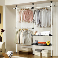 衣架落地卧室开放式简易衣帽间置物架子组装衣柜衣帽架挂定制 三立三横两托盘