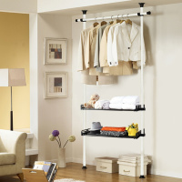 衣架落地卧室开放式简易衣帽间置物架子组装衣柜衣帽架挂定制 两立一横两托盘