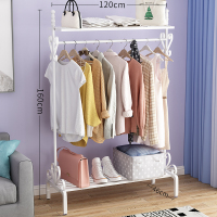 简约挂衣架落地卧室衣帽架北欧ins网红家用衣服架房间收纳置物架定制 120cm-白-上下双层置物架