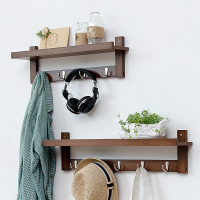 挂衣架壁挂墙上卧室挂包架玄关挂钩墙壁衣帽架落地客厅进置物架定制 复古色两件套(4钩+5钩)