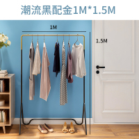 北欧风简约衣帽架欧式家用网红衣服的架子落地挂衣架定制 潮流黑配金100*150cm