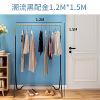 北欧风简约衣帽架欧式家用网红衣服的架子落地挂衣架定制 潮流黑配金120*150cm