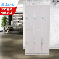 不锈钢更衣柜铁皮柜员工宿舍更衣柜浴室储物柜带锁存包柜碗柜鞋柜定制 六门更衣1.1mm