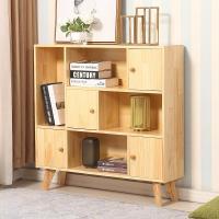 北欧实木书柜松木20MM厚板书架创意格子书柜饰品摆放架学校图书柜定制 708带柜门高96*宽97*厚24CM