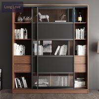 北欧推拉玻璃书柜书架组合简约现代书房带书橱置物架储物柜子定制 1.6米宽书柜其它