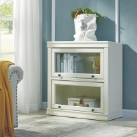 全实木书柜组合书橱轻奢原木带玻璃落地客厅置物储物柜定制 二层60cm白色长600x深325x高850mm0.6-0.