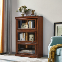 实木书柜家用落地带多层书架自由组合柜子收纳储物轻奢乡村定制 三层60cm胡桃色--长600X深325X高12100.6-