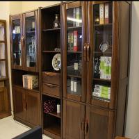 全实木书柜黑胡桃木书柜现代中式书架组合书房家具储物柜收纳柜定制 两门书柜(85*40*210)1.2-1.4米宽