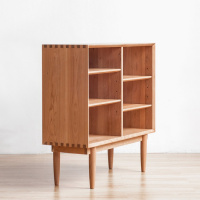 朵家具全实木格子柜落地书架书柜北欧置物储物收纳柜子自由组合定制 樱桃木带腿款(下柜)3月下发货0.8-1米宽