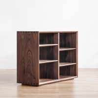 朵家具全实木格子柜落地书架书柜北欧置物储物收纳柜子自由组合定制 黑胡桃无腿款(上柜)4月底发货0.8-1米宽