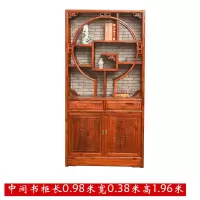 中式实木榆木书柜书架组合书房储物柜陈列展示柜置物架博古架定制 新款中间柜0.6米以下宽