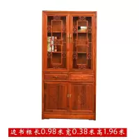 中式实木榆木书柜书架组合书房储物柜陈列展示柜置物架博古架定制 新款边书柜0.6米以下宽