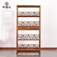 红木家具鸡翅木实木书架古典博古书柜书橱新中式仿古茶叶架展示架定制 88*32*186cm单个