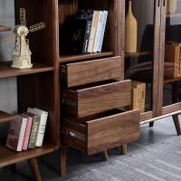 北欧全实木书架落地置地书柜黑胡桃木现代简约组合柜整墙书柜定制定制 红橡木高柜