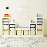 实木儿童玩具收纳柜宝宝书柜落地收纳架复式楼梯下储物柜子定制 2组阶梯柜0.6米以下宽