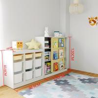 实木儿童玩具收纳柜宝宝书柜落地收纳架复式楼梯下储物柜子定制 黄色书架组合0.6米以下宽