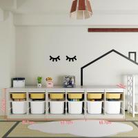 实木儿童玩具收纳柜宝宝书柜落地收纳架复式楼梯下储物柜子定制 3个2X3;长197.1cm0.6米以下宽