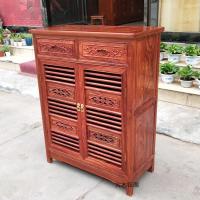 红木鞋柜花梨木二三鞋柜刺猬紫檀鞋架实木中式鞋柜厅柜玄关柜定制 刺猬紫檀两门鞋柜生漆///烫蜡整装