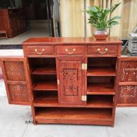 红木鞋柜花梨木二三鞋柜刺猬紫檀鞋架实木中式鞋柜厅柜玄关柜定制 新中式豪华3门鞋柜生漆///烫蜡整装