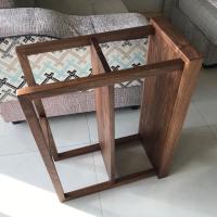 北欧现代简约纯实木黑胡桃木边几双层置物架榫卯沙发边几定制 黑胡桃木60*32*60