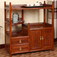 仿古实木餐边柜客厅酒柜茶水柜厨房小柜子家用餐边储物柜微波炉柜定制 A紫檀色80*35*88双门