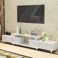 电视柜现代简约小户型欧式客厅家用大理石简易伸缩电视柜茶几组合定制 玛瑙红+白色电视柜组装