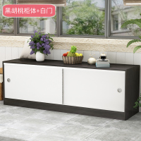 推拉移储物柜飘窗收纳柜矮柜地柜电视阳台柜落地柜定做自由组合定制 120长*40宽*45高2门白配黑胡桃柜