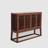 禅意新中式黑胡桃木电视柜边柜餐边柜古典木实木卧室客厅家具定制 老榆木