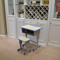 中小学生学校课桌椅儿童写字桌辅导班培训课桌家用单人成人学习桌定制 白象色-单柱桌+凳