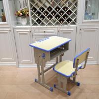 中小学生学校课桌椅儿童写字桌辅导班培训课桌家用单人成人学习桌定制 白象色-双柱桌+椅