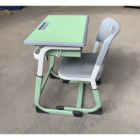 学生书桌学校机构学生课桌椅辅导班培训班桌椅学习桌定制 青色法式(升降款)