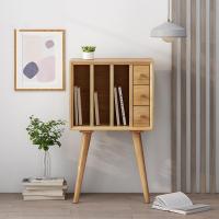 北欧实木家具卧室床头柜唱片机柜沙发边柜创意杂志柜小户型家书柜定制 原木色3抽（50*30*76）0.6米以下宽