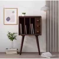 北欧实木家具卧室床头柜唱片机柜沙发边柜创意杂志柜小户型家书柜定制 胡桃色3抽(50*30*76)0.6米以下宽