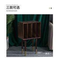 北欧实木家具卧室床头柜唱片机柜沙发边柜创意杂志柜小户型家书柜定制 胡桃色铜脚0.6米以下宽
