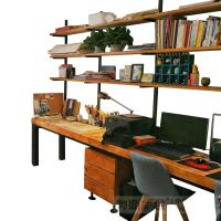 实木双人书桌书架组合家用定制定做书柜墙上壁挂卧室置物架子定制 单桌160长×70宽×75高*5cm厚度