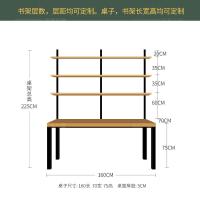 实木双人书桌书架组合家用定制定做书柜墙上壁挂卧室置物架子定制 桌+三层架(160规格)