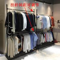 铁艺女装店衣架服装展示架落地式双层婚纱架可调节挂衣服陈列货架定制 双杆长150*高180标配黑色